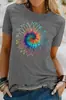 Amazon Amazon transfronterizo europeo y americano nuevo top para mujer Camiseta holgada para mujer Camiseta estampada de girasol