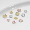 Folheado a ouro 18K suporte de flor oco tampa de flor porta-contas acessórios pulseira de miçangas DIY feita à mão espaçador material para joias de ouvido