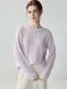 Nova coleção outono e inverno: suéter feminino de cashmere puro, gola redonda, camada interna quente, estilo solto e casual, peça básica versátil, suéter de malha