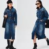 Vestido vaquero retro GAGD para mujer 2023 Otoño Nuevo de cintura alta entallador de longitud media tipo camisa para el trabajo
