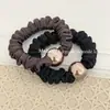 Versión Coreana de la Nueva Goma para el Cabello de Perla de Alto Brillo, Anillo de Perlas de Café Versátil para Mascarilla, Banda para el Cuero Cabelludo de Alta Elasticidad, Goma para Recoger la Cola de Caballo