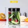 Frasco de Pepinillos Sellado Botella Vacía Transparente Redonda Frasco Mason Botella de Vidrio para Salsa Picante Multifuncional para el Hogar Botella Vacía de Tapa Alta