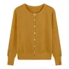 Suéter chaqueta mujer estilo coreano suave gris cuello redondo inferior ropa suelta retro estilo perezoso cárdigan de punto superior