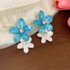 Brincos de Flor com Gotejamento de Óleo Cravejados com Diamantes Dopamina, Doce Temperamento de Verão, Brincos da Moda, Luxo Leve, Sensação de Alta Qualidade, Acessórios de Orelha Versáteis