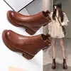 Botas finas de piel suave para mujer, nuevo modelo otoño/invierno 2026, suela plana, botín con cremallera trasera, forro polar, botas Martin cálidas, zapatos de algodón.