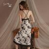 Guiruo Sexy Terciopelo Profundo en V Almohadilla en el Pecho Tirantes Bata de Noche con Capucha Bata Exterior Larga Ropa de Casa para Mujer traje 4827