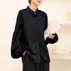 Exportado a Japón Camisas de Otoño para Mujer con Mangas Abullonadas para Mujeres Petites, Diseño Holgado, Tops Versátiles de Color Sólido