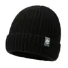 Gorro de tricô liso para outono e inverno para homens e mulheres, chapéu de lã espesso e quente, gorro versátil com barra dobrada, chapéu de puxar para atividades ao ar livre