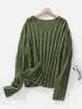 26AW Nuevo Jersey de Seda Cachemira de una Pieza Cuello en V Manga Larga Rayado Color Sólido Prenda Base Superior
