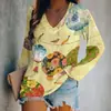 Camiseta de manga larga para mujer, corte holgado, cuello en V, estampado animal 3D digital interesante, transfronteriza, al por mayor