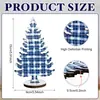 Decoración de mesa de árbol de Navidad de madera con tonos azules, diseño transfronterizo, con cuadros de búfalo y copos de nieve para uso en las fiestas de invierno