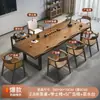 Mesa de Té de Losa Grande para Oficina Mesa de Preparación de Té para Reuniones Uso en Casa Mesa de Té de Madera Maciza Juego de Sillas Estilo Wabi-Sabi Juego de Mesa de Té de Madera Maciza