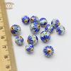 Nuevas Cuentas Redondas de Cloisonné de 8-10 mm Cobre Esmalte Azul Quemado Cuentas Accesorios Separadores para Pulsera DIY Joyería