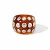 Pulseira de Resina com Rebites e Strass Mais Vendida Personalidade Feminina Estilo Punk Gradiente Âmbar Pulseira Aberta Redonda Anel
