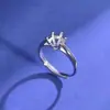 Anillo Redondo de 6 mm con Seis Garras Portador Vacío Anillo Portador de Plata de Ley S925 Accesorios Clásicos de Gama Alta para DIY Joyería de Mano