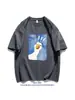 Camiseta Masculina Nova de Manga Curta da Marca da Moda, Gola Redonda Solta, Estampa Grande de Ganso Branco, Algodão Puro, Top Casual e Versátil