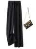 Pantalones de lana de punto para mujer, pierna ancha, engrosados para otoño e invierno, cintura alta, con caída fluida, pierna recta, hasta el suelo, pantalones largos blancos para ropa exterior