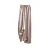 Pantalones de pierna ancha plisados de ácido acético satinado para mujer, nuevos de verano, textura, tipo mopa, pantalones casuales, rectos, fluidos, holgados