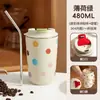 Nova Caneca de Café de Camada Dupla 304 Menina Cereja Copo de Água Escritório Aparência Elegante Desenho Animado Carro Copo Portátil Presente