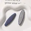 Tecido xadrez britânico estilo coreano para menina ornamento oval adesivo brinco DIY brinco de tarracha acessório de chaveiro