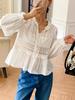 Camisa de Renda Feminina Outono 2026, Blusa Branca de Manga Longa com Design Francês Europeu e Americano, Top de Moda Feminina Transfronteiriço