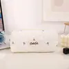 Estojo de Lápis Acolchoado com Laço em Papelaria Grande Capacidade Alta Aparência Nicho Estudante Sacola de Armazenamento de Artigos Diversos Sacola de Papelaria