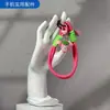 Lindo Colgante de Teléfono de Muñeca Fruta Estrella Colorido Cordón Tejido Corto Correa Colgante de Personaje de Dibujos Animados Duradera