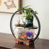 Aquário Criativo de Vidro para Peixe Dourado Decoração Circulante de Água para Mesa de Sala de Estar Pequeno Aquário Doméstico da Sorte Mini Vasilha para Peixe