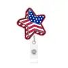 Día de la Bandera Americana Divertido Portatarjeta de Insignia Retráctil Acrílico Día de la Independencia Carrete Extensible para Tarjeta de Identificación Clip