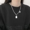 Collar Europeo y Americano de Acero Inoxidable para Mujer, Estilo Hip-Hop, Cadena de Clavícula Trendy Ins Influencer, Cadena de Suéter con Colgante Hip-Hop