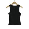 1568-24 Primavera Nuevo Estilo Europeo y Americano Spice Girls Cuello Redondo Sin Mangas Cintura Marcando Cuerpo Chaleco Solapa Hebilla Top