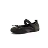 Sapatilhas de Ballet Esportivas Color Block com Laço Sapatos Mary Jane 2026 Salto Baixo Bico Redondo Couro Genuíno Casual Velcro Sapatos Únicos Femininos