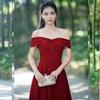 Vestido de satén tostado con hombros descubiertos para novia, fiesta de boda de primavera, vestido de noche, rojo vino, vestido de espalda descubierta para mujer