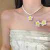 Aretes de Flor de Resina de Doble Capa de Terciopelo Coreano Set de Joyería de Pendientes de Moda Sencillos Lujo Ligero Sensación de Alta Gama Venta al por Mayor