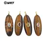 Wt-P2073 Oval Geométrico Redondo de Textura Lisa Lápiz Lazuli Ojo de Tigre Piedra Zirconia de Colores Piedra Incrustada Colgante