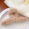 Clips de Cabelo Peludos de Outono e Inverno, Clips de Cabelo Coreanos de Pelúcia, Clips de Garra Fofos para Coque, Clips Tubarão, Grampos de Cabelo Cruzados, Grampos de Cabelo