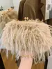 Nova Bolsa de Pelúcia com Penas de Peru Outono 2025 Moda Cor Sólida Bolsa Tote de Pelo Bolsa de Ombro de Alto Valor com Alça de Corrente