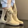 Botines Cortos Retro Birkenstock Nuevos para Mujer Otoño/Invierno con Aumento Oculto de Altura, Uso Bidireccional, Botas tipo Martens, Color Maillard, Suela Plana, Botines Caídos