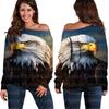 Transfronteiriço top 3D Estampa de Águia novo europeu e americano roupas femininas suéter feminino ombro a ombro top de ombro oblíquo feminino camisa base Feminino