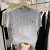 Nuevos Tops de Verano Sueltos con Efecto Adelgazante para Mujer, Prendas de Punto Tejidas, Camisetas de Manga Corta, Tops Básicos de Cuello Redondo, Que Se Pueden Usar Por Fuera o Por Dentro