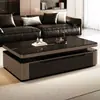 Mesa de centro de vidro temperado de luxo leve, adequada para salas de estar, com design simples, grande capacidade de armazenamento e formato retangular, ideal para apartamentos pequenos