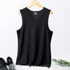 Colete Esportivo Masculino de Seda Gelada com Mesh, Sem Costura, Xadrez, Verão, Tendência, Fino, Slim Fit, Ombros Largos, Secagem Rápida, Gola V, Sem Mangas