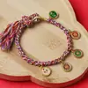 Pulseira dos Cinco Deuses da Sorte de Xizang Tecida à Mão Amarela Deus da Riqueza Thangka Pulseira de Xizang Unissex Estilo Xizang