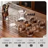 Juego de Té de Cristal, Lujo Ligero para Uso Doméstico, Tetera de Gama Alta para Sala de Estar, Juego Completo para Uso en Oficina, Mesa y Bandeja de Té Kung Fu