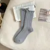 Calcetines de encaje con diseño de hongos para mujer, otoño e invierno, de caña media, color liso, espigas de trigo, combinan con todo, otoño e invierno, engrosados, cálidos, con rizo, calcetines para mujer, primavera y otoño