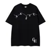 Ropa para Hombre Ins Retro Americano Camiseta Negra de Manga Corta con Hombro Caído, Estampado de Caballo en Racimo y Diseño de Letras, Peso Pesado Holgada Estilo High Street