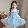 Vestido de Princesa Elsa Vestido de Verano para Niñas 2026 Estilo Nuevo Vestido Polo de Bebé Niña Vestido de Gasa de Verano para Niños
