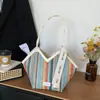 Bolso de Paja Tejido para Mujer, Nuevo Diseño de Moda Casual, Bloques de Color, Rayas Arcoíris, 2026, para el Trabajo y los Viajes