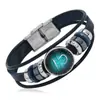 Joyería Popular Transfronteriza Punk Nuevo Estilo 12 Signos del Zodíaco Pulsera de Cuero DIY Multicapa Simple Pulsera de Pareja Accesorios