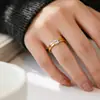 Anillo de Acero de Titanio con Circonita Individual Estilo Coreano de Lujo Ligero para Mujer, Anillos de Pareja Exclusivos de Gama Alta, Accesorios Exquisitos Versátiles de Moda